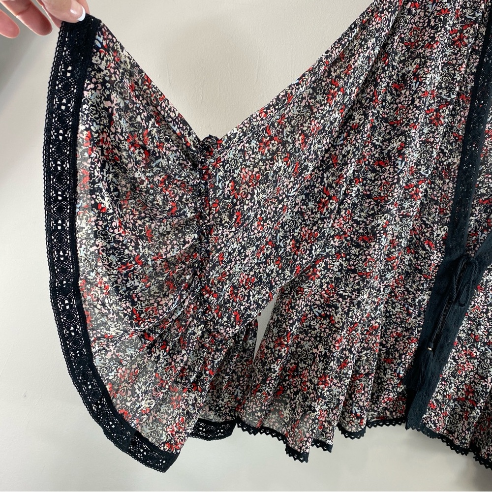 Free People Floral Blouse - Black and Red - Picture 5 of 12